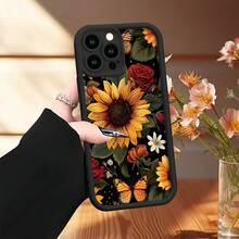 Funda de teléfono moderna y elegante, protege tu teléfono, funda suave simple con patrón de girasol, impresión UV, cubierta mate de 360 grados, protección completa para Apple,  11 12 13 14 15 16 Pro Max, para smartphone, mejor regalo de cumpleaños para niña o niño, fundas protectoras de diseñador para mujeres - 1 pieza - Ver 1