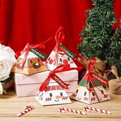 12 cajas de Navidad, 4 estilos de cajas de regalo de Navidad, cajas de papel de Navidad con cintas, cajas para suministros de fiesta de Navidad, decoraciones de Navidad, pijamas de Navidad, regalos de Navidad, decoración navideña