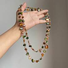 Bohemian Colorful Shell Glass Multi-Layer Necklace, Long Sweater Chain For Women, Popular Cross-Border Creative European & American Style - Green Coffee Mixed Color - View 11