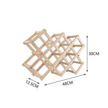 Living And Home Decorative Foldable Solid Wood Wine Rack - Honeycomb Design, Holds 10 Bottles, Stackable & Space-Saving - Natural Wood - View 5