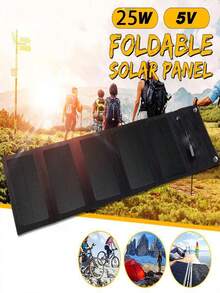 Single-Crystal Solar Panel For Rapid Charging, 5 Panels Solar Photovoltaic Pack Outdoor Emergency Portable Power Source Folding