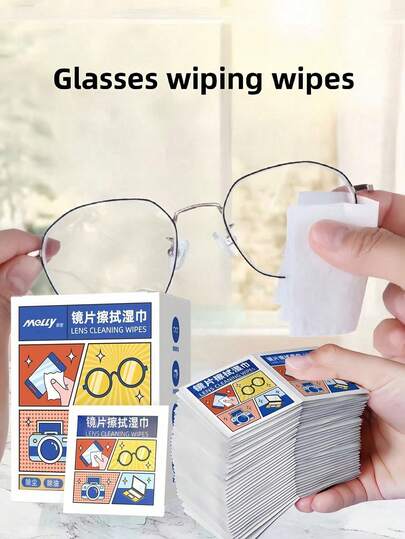 100 pièces Lingettes humides de nettoyage de lentille, lingettes humides de nettoyage d'écran de téléphone/miroir, convient pour essuyer rapidement les lunettes, les écrans, emballées individuellement, papier de nettoyage de verre, papier de nettoyage de verre portable, convient pour les voyages, l'extérieur, les sports, le bureau, l'école et autres occasions