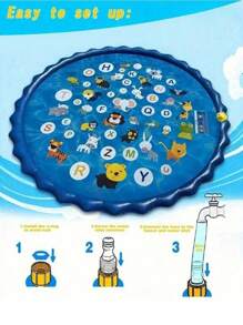 Alfombra de rociado de agua de 100 cm, adecuada para que los niños jueguen con la alfombra con letras, juguete de agua de verano para exteriores, piscina inflable para niños, juguete de piscina para exteriores para niños y niñas, con pelota de playa, adecuado para niños de 3 a 12 años, juguete de agua para mascotas en exteriores. Graduación. Regalo de graduación. Regalos de Pascua. Regalos de Halloween.