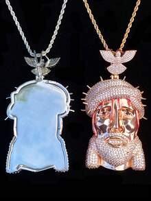 DUBSS 1 Piece Iced Out Jesus Dove Bail Necklace Pendant For Men Plated 5A Cubic Zirconia Hip Hop Jewelry - Portrait - View 6