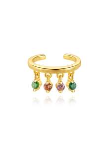 SereneSpark 1 pieza Pendientes de cartílago chapados en oro de 18K con plata de ley 925 y CZ multicolor, joyería hipoalergénica antioxidante para todas las partes de la oreja, adecuada para uso diario casual, oficina, boda, fiesta, citas y viajes de vacaciones, regalo ideal de cumpleaños y despedida de soltera para ella - Dorado - Ver 14