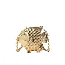 2025 New Cute And Unique Crossbody Purses Evening Clutch Bag For Women Fish Shape Shoulder Crossbody Bag Fashion Handbag Satchel Purse Gifts - 金色 - 查看 5