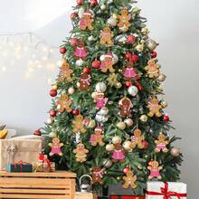 12pcs/24pc/36pc/Christmas Gingerbread Man Decorations, Used For Christmas Tree Decoration, Wooden Gingerbread Man Decorations, 3 Inch Christmas Home Kitchen Holiday Decor, Comes With Hemp Rope For Hanging On Christmas Tree, Wreath, Small Tree, Fireplace, Wall, Window, Tree Branch - Pink Cute Gingerbread Man - View 4