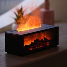 Fireplace Aroma Diffuser, Household Essential Oil Air Purifier, Cold Mist Humidifier, USB Flame Aroma Diffuser,Black / White - 黑色 - 查看 2
