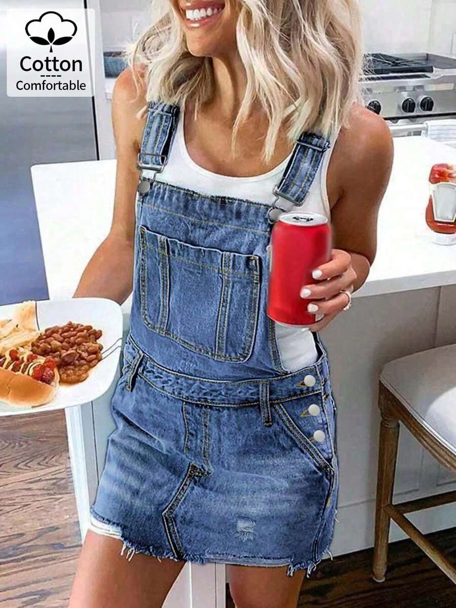 女士牛仔背带裙 - 休闲百搭吊带款式