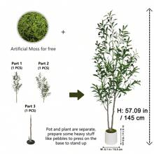 1pc 65-200cm Large Artificial Olive Plant Tree Branches Fake Green Faux Plant Plastic Leaves Ornamental Indoor Outdoor Artificial Plant For Home Garden Hotel Office Party Room Decor
