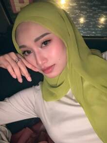 1pc Women's Solid Color Chiffon Beach Scarf, Muslim Headscarf, Arabic Casual Long Scarf, Suitable For Daily Use For Dress