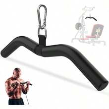 LAT Pulldown Bar Attachments For Pulley Cable Machine, Single D-Handle Tricep Press Down Bar With Rubber Handle, D Handle Cable Accessories For Gym - Black - View 1