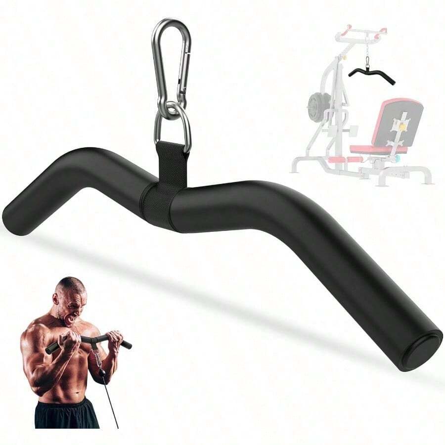LAT Pulldown Bar Attachments For Pulley Cable Machine, Single D-Handle Tricep Press Down Bar With Rubber Handle, D Handle Cable Accessories For Gym - Black - View 1