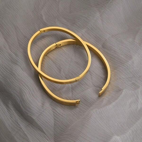 1pc Fashion Bracelet, Smooth Bangle, 316L Stainless Steel, Unisex, Gold/Silver Color, Fashionable Gift