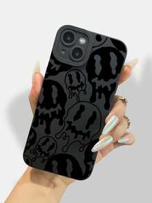Apple Ghost Cartoon Face Pattern Phone Case Suitable For IPhone17/IPhone17 Air/IPhone17 Pro/IPhone17 Pro Max/16 Pro Max/15 Pro Max/14 Pro Max/13 Pro Max/12 Pro Max - Black - View 4