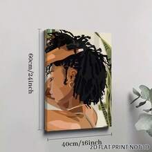 2D Flat, Posters & Prints 1pc Framed Canvas Poster  Boho African American Wall Art Girl Canvas Print Queen Poster African Minimalist Wall Art Girl Boho Art Paintings Woman Boho Wall Art Canvas Paintings Ideal Gift For Bedroom Living Room Corridor Wall Art Wall Decor Room Decoration 2D - 黑色 - 查看 8