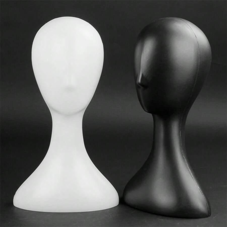 Plastic Female Mannequin Wig Hair Hat Scarf Manikin Head Model Display Stand AU - màu đen - Xem 1