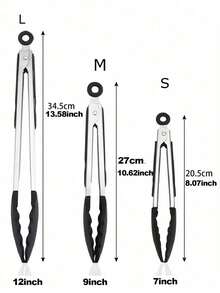 不粘牛排煎锅夹、硅胶和不锈钢烧烤钳、耐热食物夹 - 黑色 - 查看 15