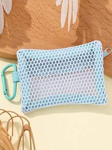 Transparent Mesh Pouch Coin Purse, Mini Lipstick Coin Pouch, Fashionable Portable Hanging Square Mesh Bag - Multicolor - View 3