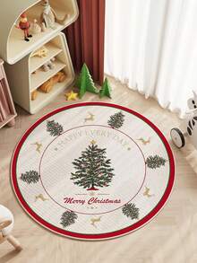 Cirelle 圣诞节圆形地毯大气风格客厅卧室布置装饰地垫圣诞树垫底座脚垫，防滑易打理，铃儿响叮当圣诞夜，房间装饰 - 彩色 - 查看 7