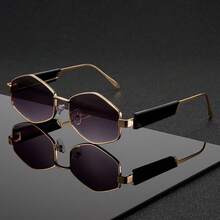 1pc Polygonal Geometric Design Glasses, Futuristic Thick Frame Glasses, Suitable For Daily Wear