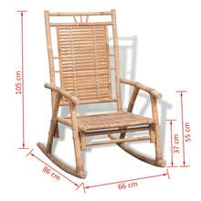 vidaXL Rocking Chair Natural Bamboo Bamboo 26 X 33.9 X 41.3 In Rocking Chair Rectangular Farmhouse Bamboo Rocking Chair Patio Chairs Gliders Porch Rocking Chairs - Brown - View 11