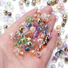 50颗9x8毫米璀璨交响乐彩色切割闪亮玻璃水滴草莓珠，适用于窗户装饰、悬挂装饰、人造水晶玻璃珠——珠宝制作DIY珠子和珠子组合，适合制作独特的手链、耳环、水晶手机壳、发饰、吊坠、服装装饰和工艺品——是创意项目和时尚配饰的理想之选 - 水滴珠 - 查看 18