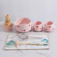 7/9pcs Japanese Matcha Whisk Set, Cute Heart Pattern Matcha Bowl With Spout And Matcha Whisk Set For Making Matcha Drinks, 7pcs Perfect Matcha Kit For Japanese Matcha Tea Ceremony Gift - Multicolor - View 10