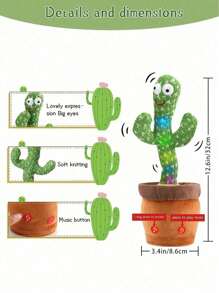 1pc Dance Cactus, Toy For Baby, Talking Cactus Toys, Repeat What You Say Baby Toys, Dance Cactus Imitation Toys And LED English Singing Can Talk For 15 Seconds Recorder Music Toys,Halloween Christmas Gift