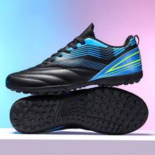1 双男式足球鞋，防滑耐用，皮革鞋面，多色鞋钉设计，橡胶外底，适合泥泞、短草地的专业比赛鞋 - 255黑色 - 查看 5