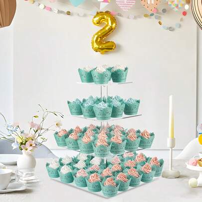 1 件亚克力蛋糕架，派对高透明蛋糕展示架，甜点桌，婚礼、活动、生日派对用多层亚克力纸杯蛋糕架