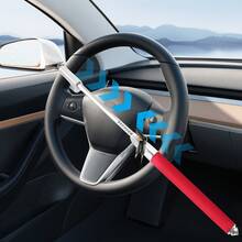 Steering Wheel Lock, Universal Steering Wheel Lock, Used For Car Anti-Theft, With 3 Keys, Tool, Road Lock, Red - Red - View 6