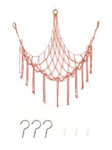 1 件装饰吊床 Macrame 毛绒动物收纳角挂网架，网状吊床织物装饰收纳架，带挂钩，适用于卧室，毛绒动物收纳吊床网 - 毛绒动物角落装饰吊床网