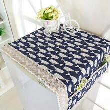 1 件 55x120cm 棉麻防尘罩冰箱罩洗衣机巾防尘冰箱布冰箱保护罩带储物袋