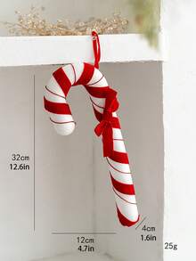 1pc/6pcs Red & White Plush Candy Cane, Christmas Tree Decoration Hanging Ornament, Photography Prop, Suitable For Indoor/Outdoor Christmas, Bar, Party Decor - Multicolor - View 13