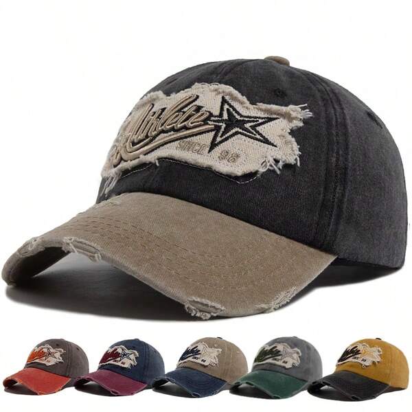 Casquette de baseball avec patch brodé, casquette d'été unisexe en patchwork de couleurs, casquette snapback vintage hip hop pour sport en extérieur