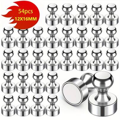 1/54 Pack Fridge Magnets Strong Small Neodymium Magnets For Refrigerator Whiteboard Magnetic Board Crafts Home Office And School Mini Magnet Silver,Back To School Supplies, School Stuff, First Day Of School ﻿