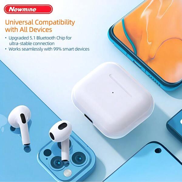 Newmine T4S True Wireless Bluetooth Headset 5.3 50 Hours Battery Life Low Latency For Gaming IPX7 Waterproof Sports Noise Reduction Headphones In-Ear HD Calls