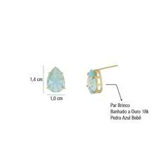 Women's Gold Set With Earrings, Necklace And Pendant Drop Blue Tourmaline Stone 18k Gold Plated - 淺藍色 - 查看 2