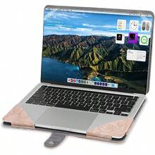 DMOSISO Case Compatible With Book Air 13.6 Inch M4 M3 M2 20252022 Air 13 M1 20222018 Pro 13 M2 M1 20252016 Emed Retro Hibiscus PU Leather Portfolio Protective Stand Cover Pink7001 - 粉色 - 查看 4