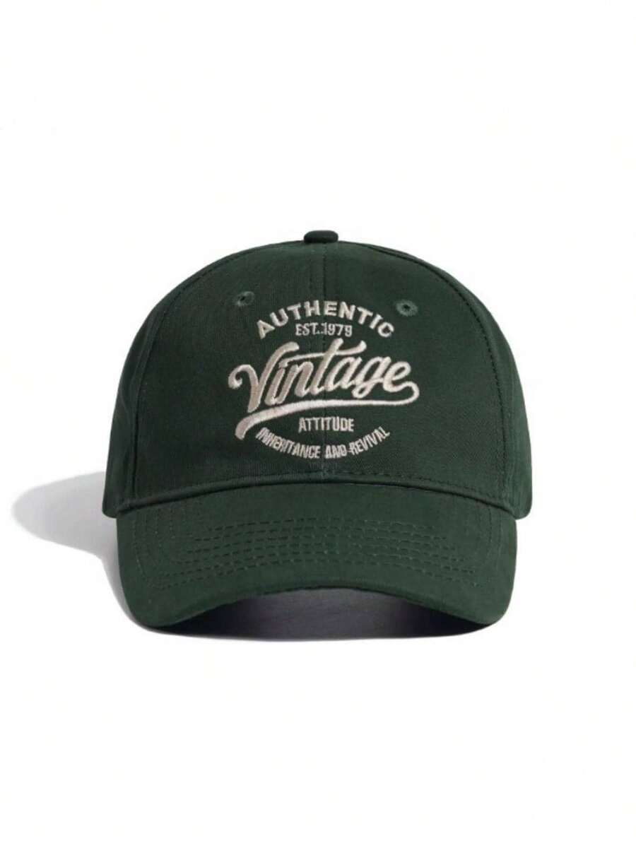 复古英伦刺绣棒球帽，女士休闲街头帽，日韩风格 - 綠色 - 查看 1