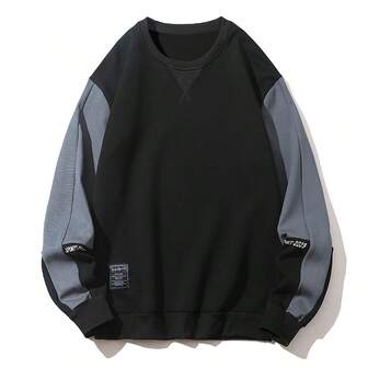 Sudadera casual de cuello redondo de manga larga, top de moda tipo pullover para otoño