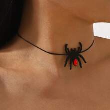 Mydear 1 件哥特式黑暗趣味假蜘蛛女巫帽蝙蝠项链，适合女性万圣节派对佩戴 - 黑色 - 查看 2