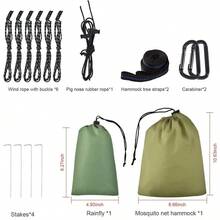 Camping Hammock With Rain Fly Tarp And Mosquito Net Portable Double Hammock Tent - màu xanh lá - Xem 9