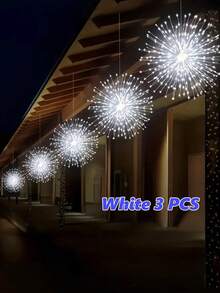 Bộ 6/3 đèn dây trang trí năng lượng mặt trời, 540/270 đèn LED, 8 chế độ, có thể điều chỉnh độ sáng, chống nước, đèn treo tự làm hình ngôi sao, thích hợp cho tiệc tùng, sân vườn, trong nhà/ngoài trời, ban công và sân nhà (Trắng ấm/Trắng/Màu) - Nhiều màu - Xem 14