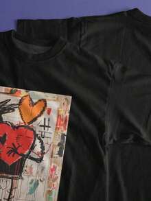 EWH Jean-Michel Basquiat, Love Couple, Heart, Basquiat Inspired, Basquiat T-Shirt, Love, Couple In Love, Heart Leisure - Black - View 4