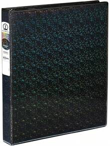 Almacenamiento de archivos  Luxe Carpeta holográfica duradera de 3 anillas, cubierta de vista personalizable, anillos redondos de 1 pulgada, 1 carpeta holográfica Aqua (03224) - Negro - - Ver 9