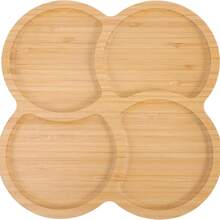 Bandeja de bambú para aperitivos de 1 pieza, bandeja para servir aperitivos, plato para aperitivos, ideal para pasteles, frutas, nueces y dulces. - 19,5 x 19,5 cm - Ver 5