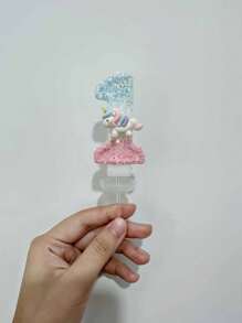 1 bunter Einhorn Kerze, blaue rosa digitale Kerze mit Pailletten, digitale 0-9 Geburtstagkerzen, geeignet für Geburtstagskuchen Dekoration, geeignet für Einhorn Themen Kuchendekorationskerzen, reine handgemachte DIY Kuchendekoration, die Position der kleinen Pailletten ist leicht unterschiedlich