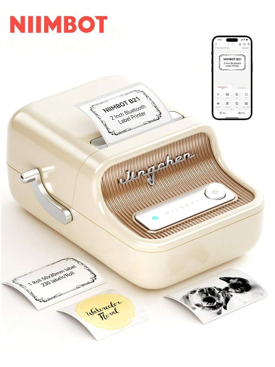 Máy in nhãn NIIMBOT B21, máy in ảnh không dây Bluetooth, khổ in rộng 20-50mm, máy in nhãn nhiệt, thích hợp cho doanh nghiệp nhỏ, in địa chỉ, logo, quần áo, thư từ, nến, trang sức và quà tặng.